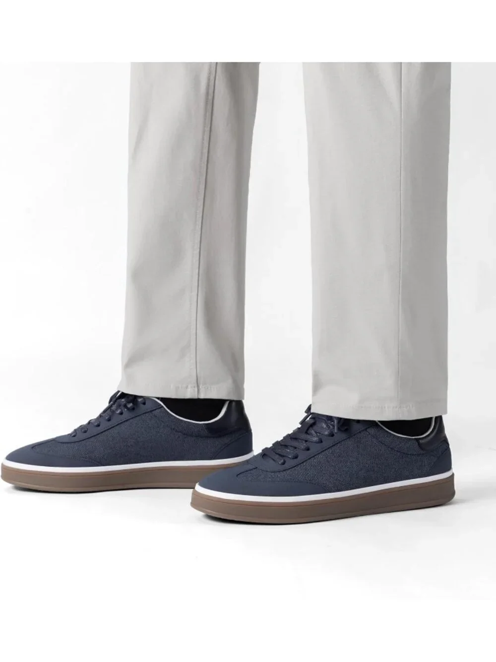 Men's Dark Blue Faux Suede Rubber Casual Comfortable Business Fashion Sneakers